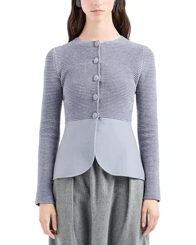 Emporio Armani Ribbed Chenille Jacket In Grigio Luna