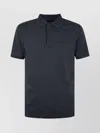Emporio Armani Ribbed Collar Polo Shirt With Short Sleeves In Blue