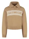 Emporio Armani Ribbed-collar Sweater In Neutral