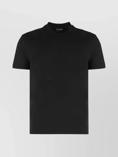 Emporio Armani Ribbed Crew-neck T-shirt In Cotton In Blue