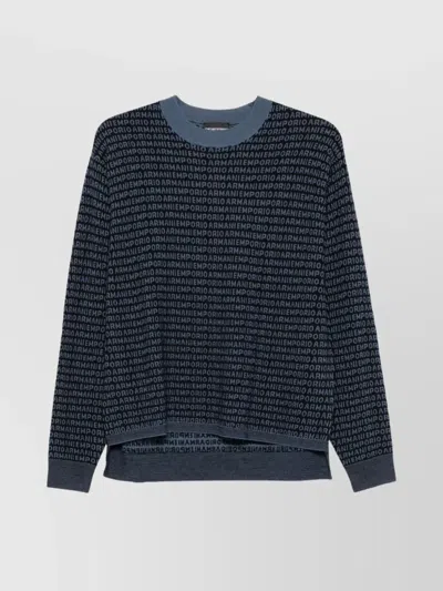 EMPORIO ARMANI RIBBED CREWNECK WOOL JUMPER CUFFS HEM