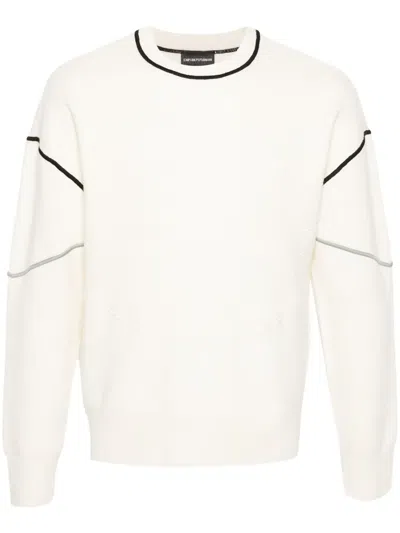 Emporio Armani Ribbed-detail Knit Jumper In Neutrals