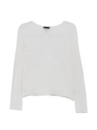 Emporio Armani Ribbed Geometric-knit Sweater In Blue