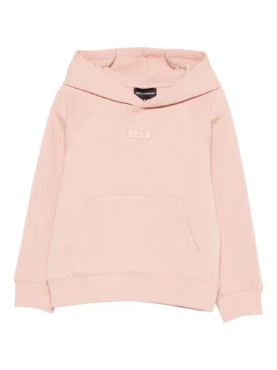 Emporio Armani Kids' Ribbed Hoodie In Pink