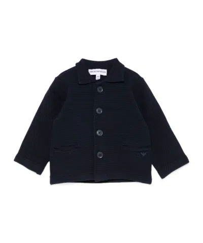 Emporio Armani Ribbed-knit Cardigan In Black