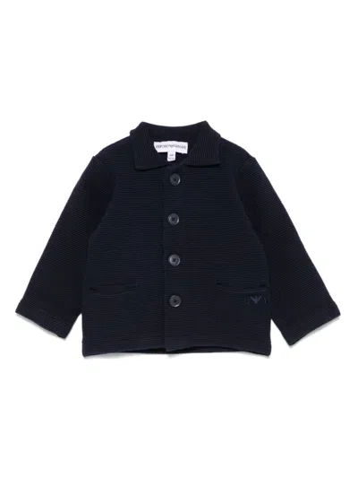 Emporio Armani Babies' Ribbed-knit Cardigan In Blue