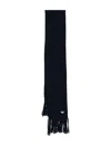 Emporio Armani Ribbed Wool Scarf In Black