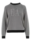 Emporio Armani Jacquard Logo Viscose Sweater In Black