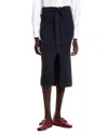 Emporio Armani Ribbed Knit Midi Skirt In Blue