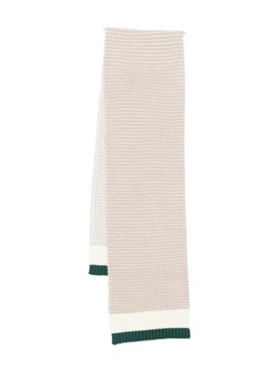 Emporio Armani Kids' Ribbed-knit Panelled Scarf In Neutral