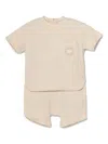 Emporio Armani Ribbed-knit Short And T-shirt Set In Neutrals