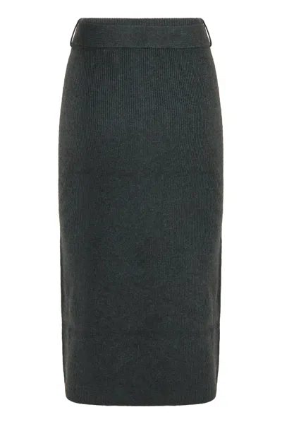 Emporio Armani Ribbed Knit Skirt In Black