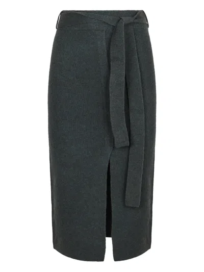 Emporio Armani Ribbed Knit Straight Skirt In Gray
