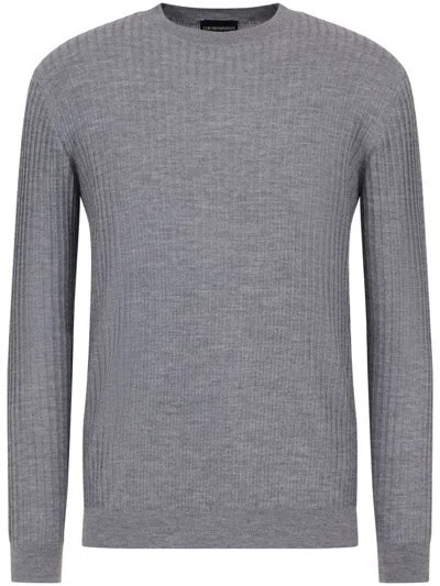 Emporio Armani Ribbed-knit Sweater In Grey