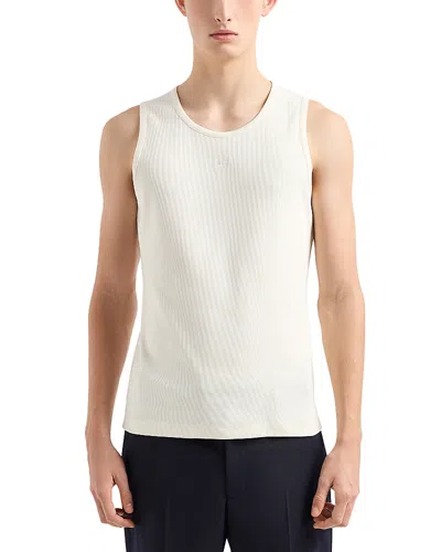 Emporio Armani Official Store Knit-effect Ribbed Tank Top In White