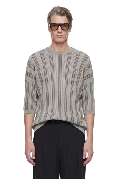 Emporio Armani Ribbed Lyocell-blend Sweater In Neutral