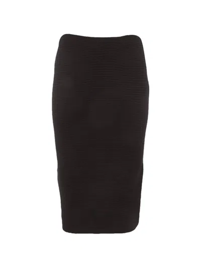 Pre-owned Emporio Armani Ribbed Midi Skirt In Black