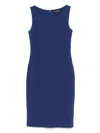 Emporio Armani Sleeveless Cotton Dress Boat Neck In Blue