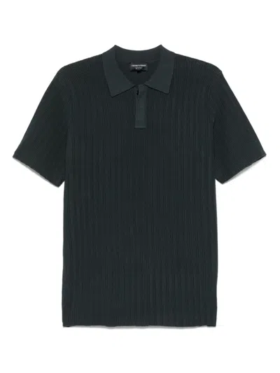 Emporio Armani Ribbed Polo Shirt In Black