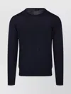 Emporio Armani Ribbed Round Neck Sweater In Blue