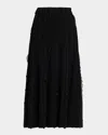 Emporio Armani Ribbed Ruffle-trim Maxi Skirt In Black
