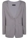Emporio Armani Ribbed Single Breasted Blazer