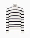 Emporio Armani Striped Ribbed Turtleneck Sweater In White