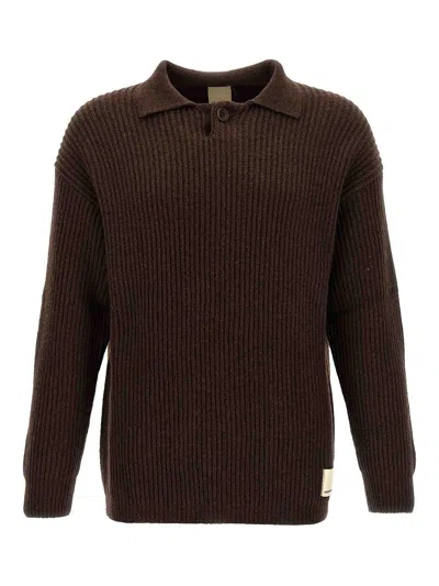 Emporio Armani Ribbed Sweater In Brown