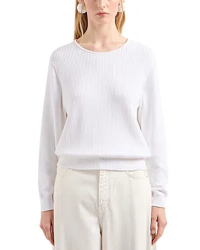 Emporio Armani Ribbed Sweater In Off White
