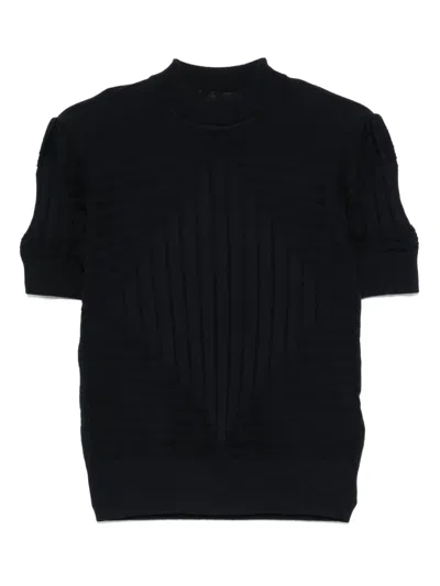 Emporio Armani Ribbed T-shirt In Navy_blue