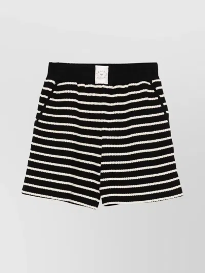 Emporio Armani Ribbed Texture Elasticated Waistband Shorts In Black
