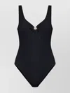 Emporio Armani Ribbed Texture V-neck Swimsuit