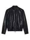 Emporio Armani Blouson In Aniline Nappa Lambskin In Black