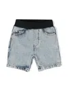 Emporio Armani Ribbed-waistband Denim Shorts In Blue