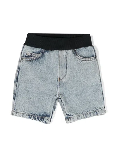 Emporio Armani Babies' Ribbed-waistband Denim Shorts In Blue