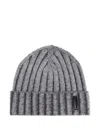 Emporio Armani Ribbed Wool Beanie In Gray