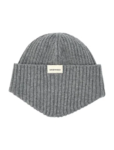 EMPORIO ARMANI RIBBED WOOL BEANIE HAT