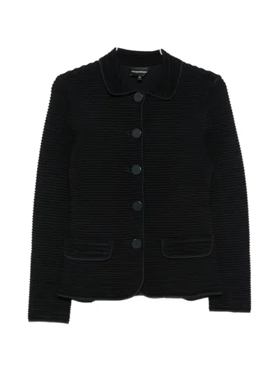 Emporio Armani Tailored Blazer Jacket Front Pockets Notch Collar In Black