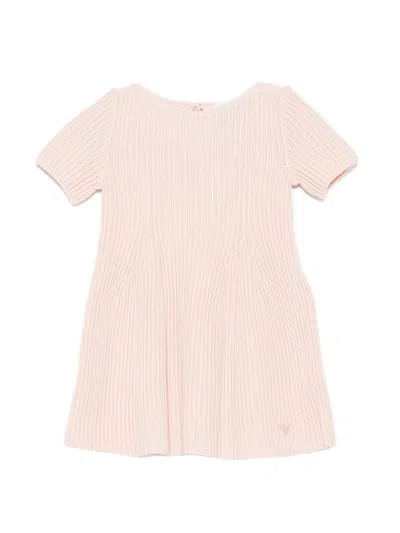 Emporio Armani Babies' Ribbed-knit Logo-patch Dress In Pink