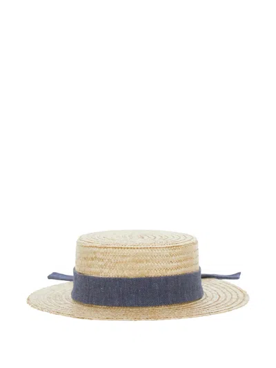Emporio Armani Kids' Ribbon Straw Hat In Brown