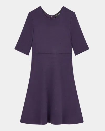 Emporio Armani Rib-knit A-line Mini Dress In Blackberry