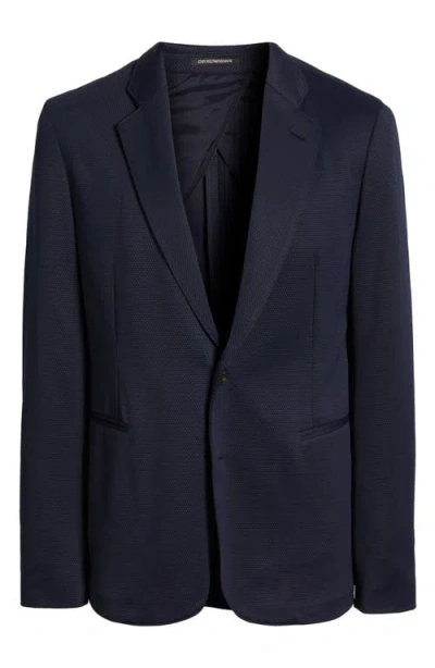 Emporio Armani Rice Stitch Sport Coat In Solid Blue Navy