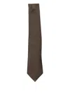 Emporio Armani Geometric-pattern Silk Tie In Brown