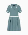 Emporio Armani Kids' Robe À Col Polo En Maille De Mélange De Laine In Blue