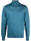 Emporio Armani Roll Neck Knitted Jumper In 蓝色