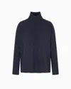 Emporio Armani Rollneck Jumper In A Yak Wool Blend In Blue