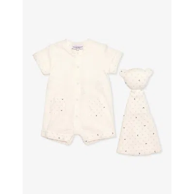 Emporio Armani Babies'  Aquilebianche Romper And Teddy Two-piece Cotton Gift Set 1-6 Months