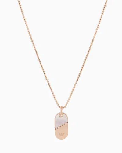 Emporio Armani Rose Gold-plated Stainless Steel Dog Tag Necklace In Multicoloured