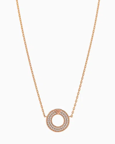 Emporio Armani Rose Gold-tone Sterling Silver Pendant Necklace In Multicoloured