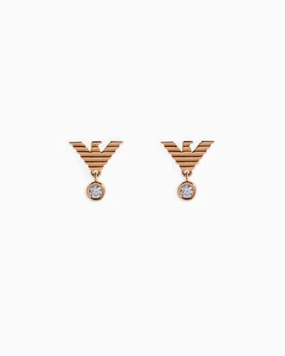 Emporio Armani Rose Gold-tone Sterling Silver Stud Earrings In Multicoloured
